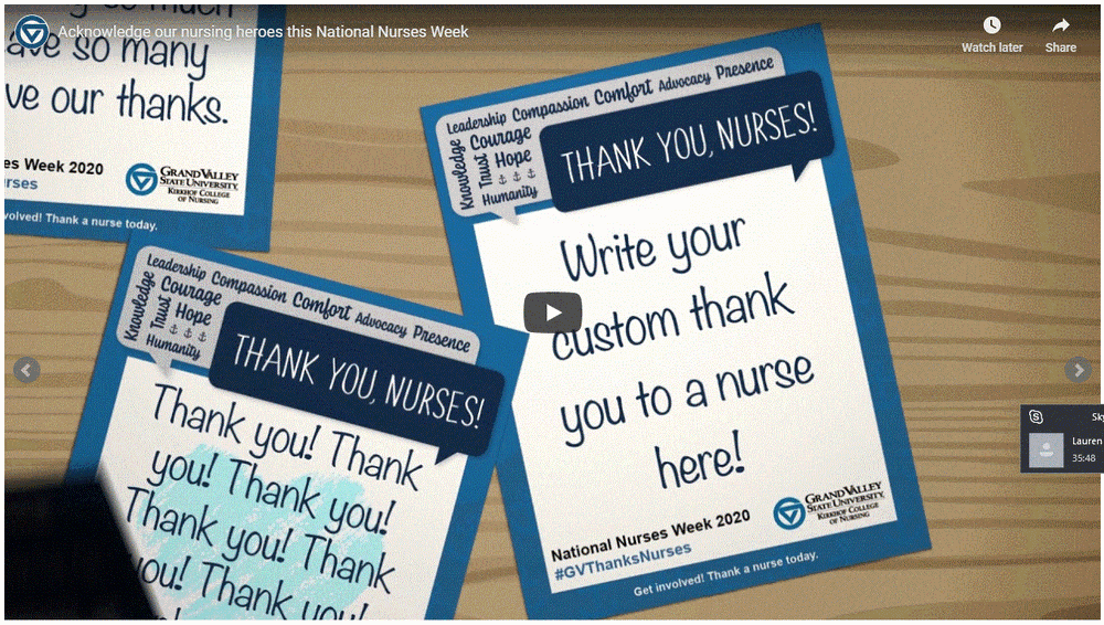 Kirkhof College of Nursing creates campaign for public to thank nurses